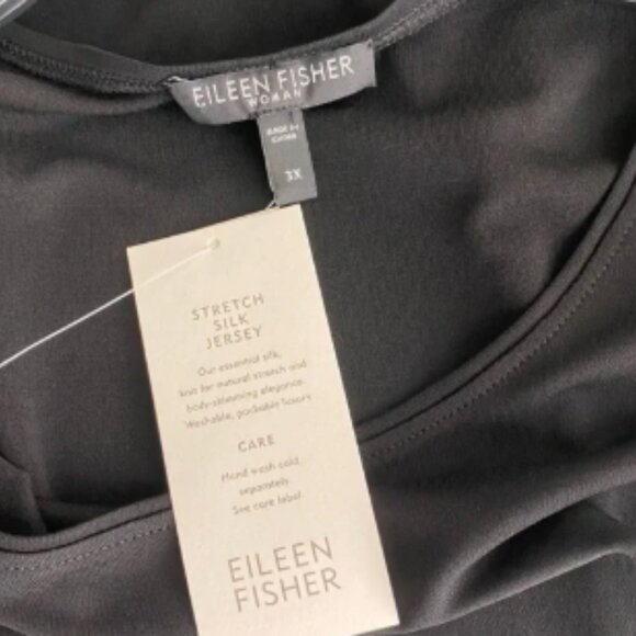 Eileen Fisher Stretch Silk Jersey Scoop Neck Tank Top, Shell, Plus Size 3X NWT - Picture 3 of 6